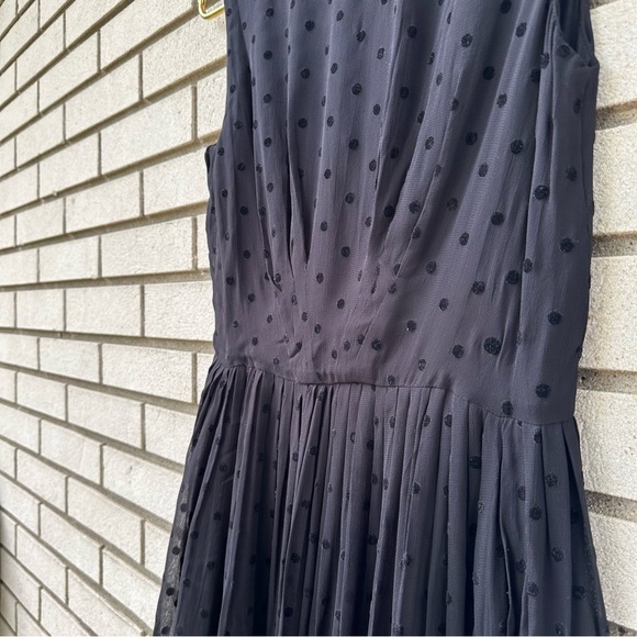 Emily & Fin Abigail Black Velvet Polka Dot Fit & Flare Dress Size S Pockets - Picture 6 of 15